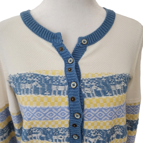 Free People Exposed Seam Thermal To The Woods  Henley Top in Light Combo - Picture 3 of 10